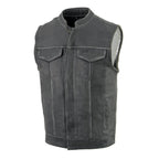 Milwaukee Leather MLM3513 Men's Premium Leather Club-Style Motorcycle Vest w/ Snaps and Zipper Closure