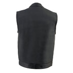 Milwaukee Leather Men's MLM3514 Black Premium Dual Closure Club Style Motorcycle Vest w/ Cool-Tec Leather Treatment