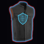 Milwaukee Leather Men's MLM3514 Black Premium Dual Closure Club Style Motorcycle Vest w/ Cool-Tec Leather Treatment