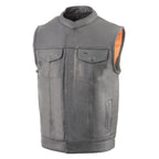 Milwaukee Leather MLM3514 Men's ‘Club Vest’ Black Leather Vest with Cool-Tec Technology