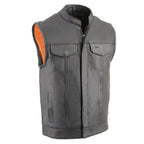 Milwaukee Leather MLM3514 Men's ‘Club Vest’ Black Leather Vest with Cool-Tec Technology