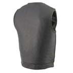 Milwaukee Leather MLM3515 Men's Collarless “Club” Black Leather Vest with Cool-Tec Technology
