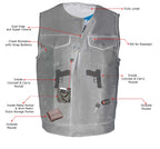 Milwaukee Leather Men's MLM3515 Black Premium Collarless Club Style Motorcycle Vest w/ Cool-Tec Leather Treatment