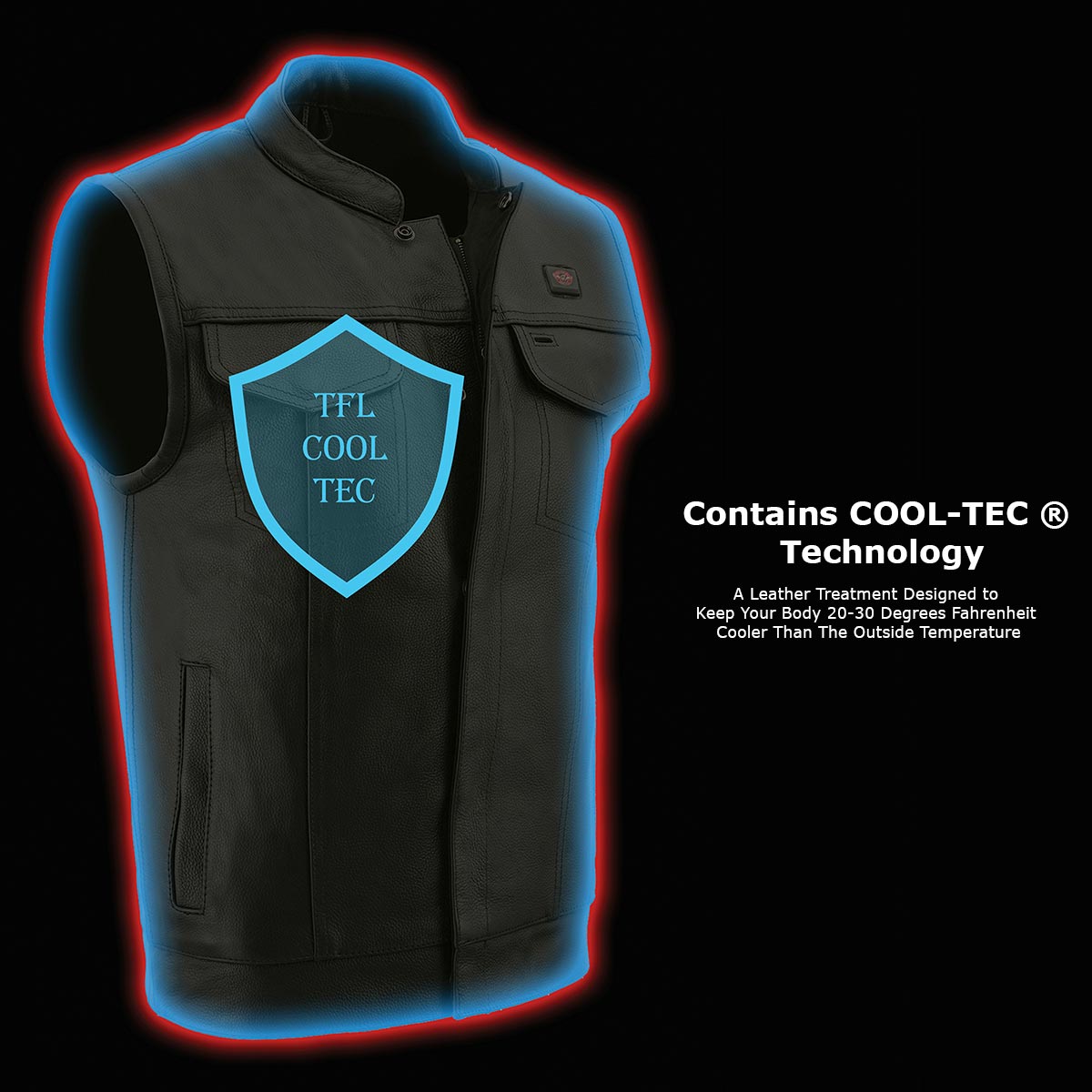 Milwaukee Leather MLM3524SET Men's Black Leather Club Vest with Heated and Cool Tec® Technology