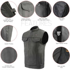 Milwaukee Leather MLM3524SET Men's All Season Black Premium Leather Motorcycle vest w/ Heated and Cool-Tec Technology