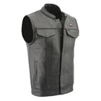 Milwaukee Leather MLM3524SET Men's All Season Black Premium Leather Motorcycle vest w/ Heated and Cool-Tec Technology