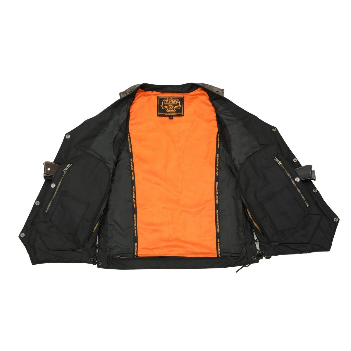 Milwaukee Leather MLM3540 Men's Distressed Brown 10 Pocket Leather Vest with Gun Pockets - Milwaukee Leather Mens Leather Vests