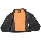 Milwaukee Leather MLM3541 Men's Roulette Black Premium Leather 10 Pocket Motorcycle Vest w/ Cool-Tec Leather Treatment