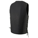 Milwaukee Leather MLM3541 Men's Roulette Black Premium Leather 10 Pocket Motorcycle Vest w/ Cool-Tec Leather Treatment