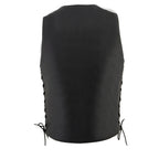 Milwaukee Leather MLM3541 Men's Roulette Black Premium Leather 10 Pocket Motorcycle Vest w/ Cool-Tec Leather Treatment