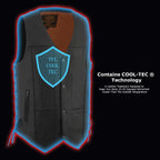 Milwaukee Leather MLM3541 Men's ’10-Pocket’ Black Leather Vest with Cool-Tec Technology