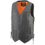 Milwaukee Leather MLM3541 Men's ’10-Pocket’ Black Leather Vest with Cool-Tec Technology