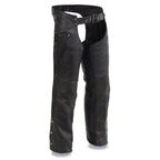 Milwaukee Leather MLM5502 Men's 'Cool-Tec' Black Leather Chaps with Zippered Thigh Pockets - Milwaukee Leather Mens Leather Chaps