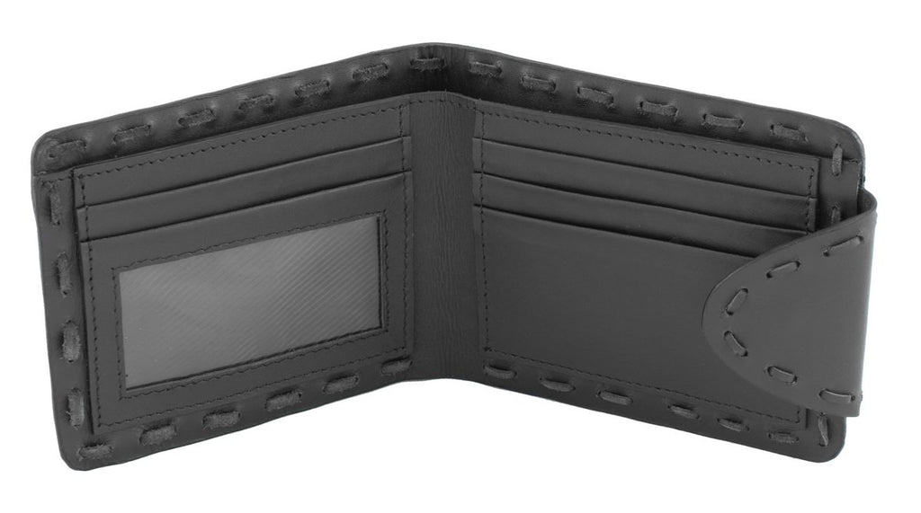 Milwaukee Leather MLW7810 Men's Black Whip Stitch Biker Wallet with Steel Chain