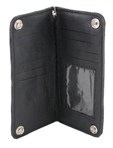 Milwaukee Leather MLW7870 Men's Black Bi Fold Long Wallet with Steel Chain