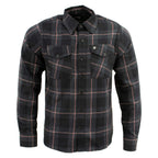 Milwaukee Leather MNG11647 Men's Black with Grey and Red Long Sleeve Cotton Flannel Shirt