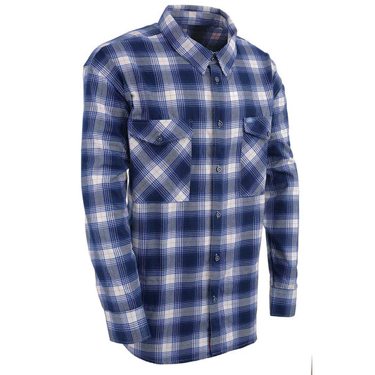 Milwaukee Leather MNG11650 Men's Blue and White Long Sleeve Cotton Flannel Shirt