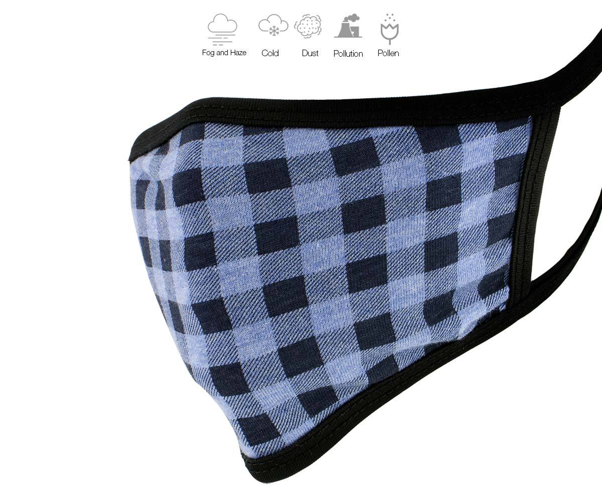 Milwaukee MP7924FM 'Blue Checkered' 100 % Cotton Protective Face Mask with Optional Filter Pocket