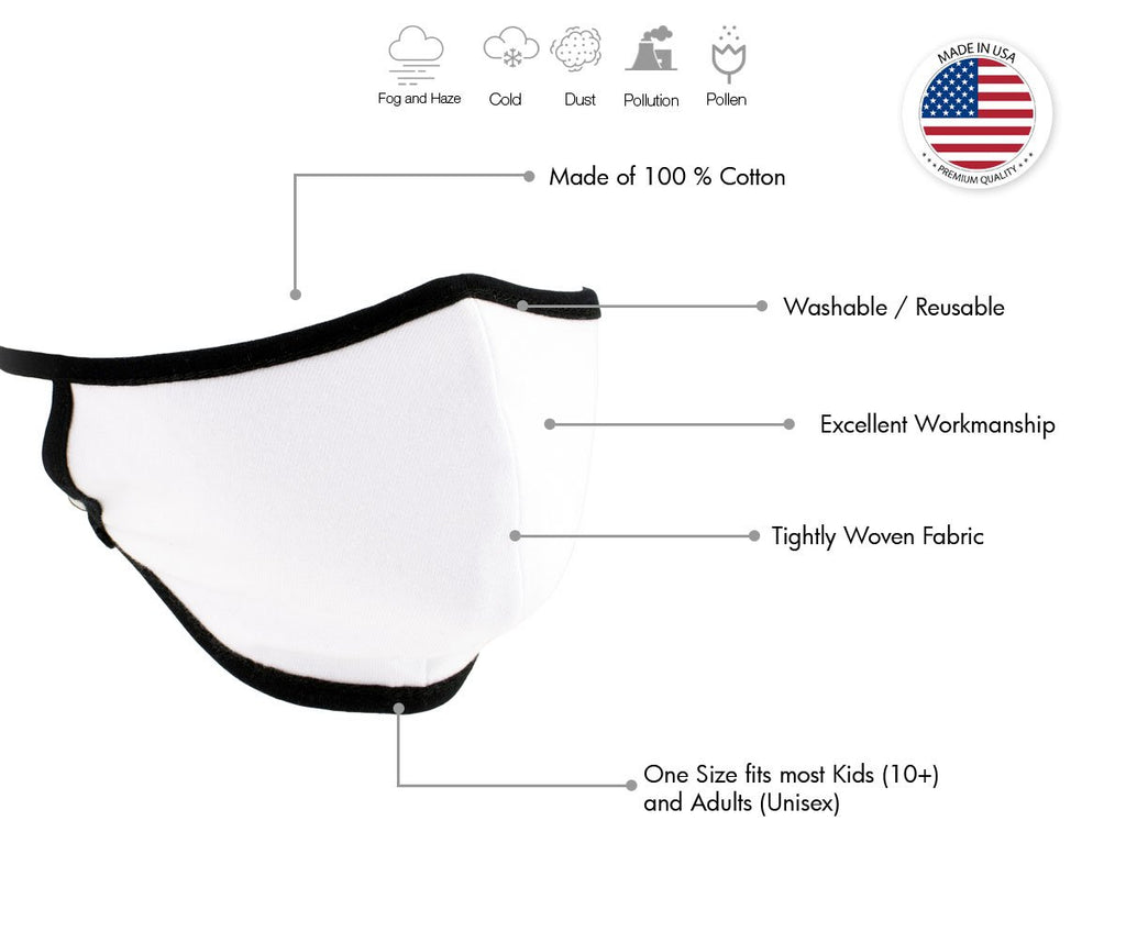 Milwaukee MP7924FM 'White with Black Trim' USA Made 100 % Cotton Protective Face Mask