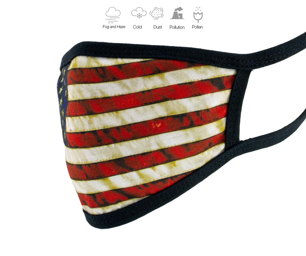 Milwaukee FMD1014 'USA Flag' 100 % Cotton Protective Face Mask with Optional Filter Pocket