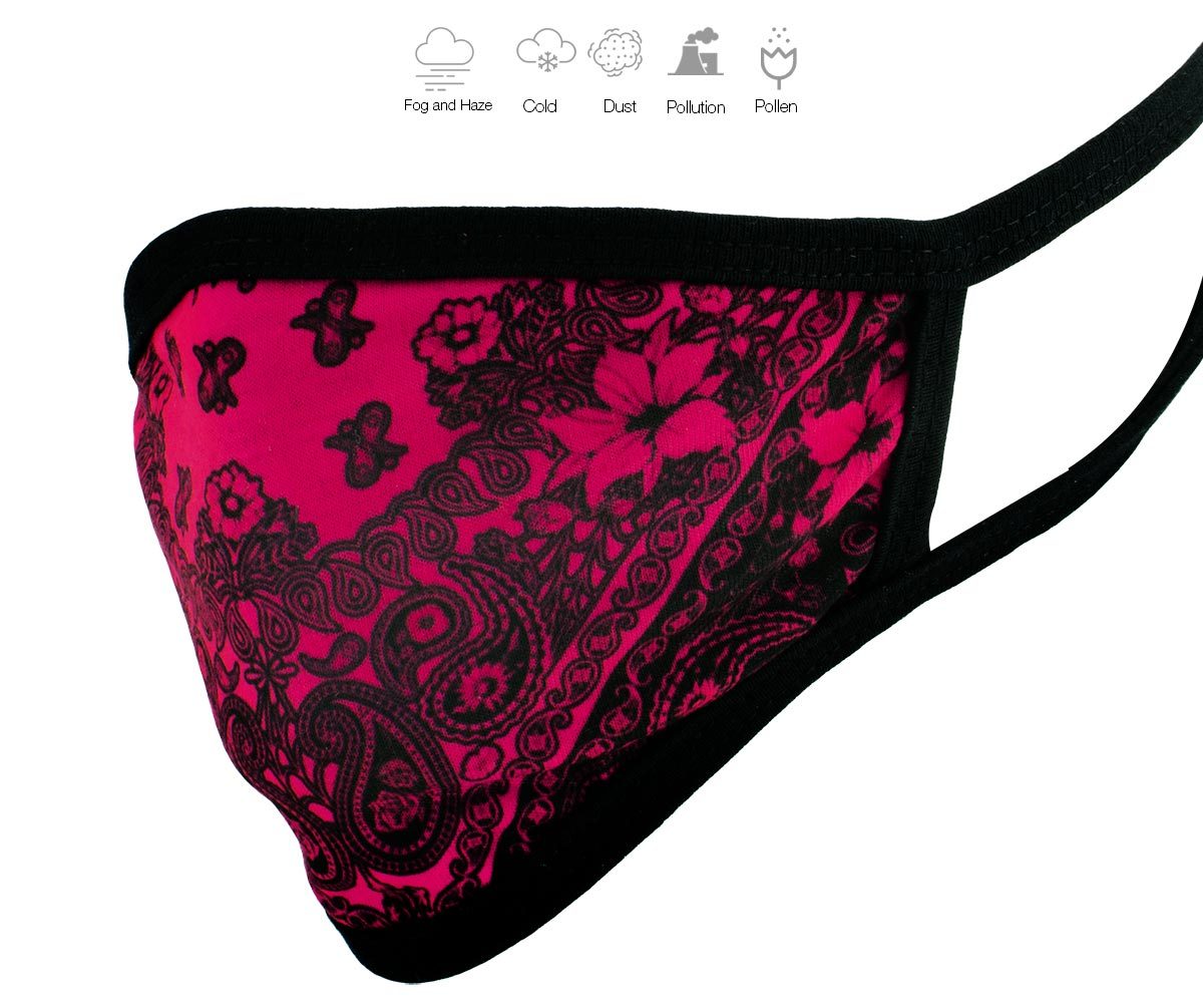 Milwaukee FMD1012 Ladies 'Paisley Pink' 100 % Cotton Protective Face Mask with Optional Filter Pocket