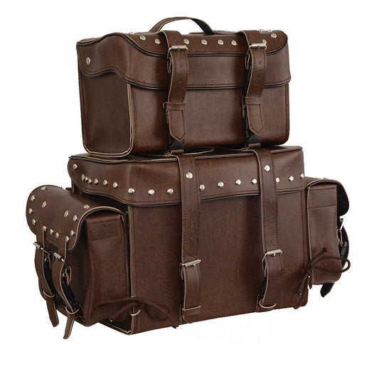 Milwaukee Performance MP8127RT Large Retro Brown Four Piece Studded PVC Touring Pack