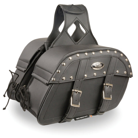 Milwaukee Leather MP8330 Black Medium Zip-Off PVC Studded Throw Over Saddlebags