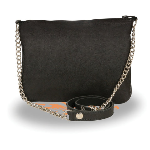 Milwaukee Leather MP8810 Women's Black Chain Strap Riveted Shoulder Bag with Gun Pocket