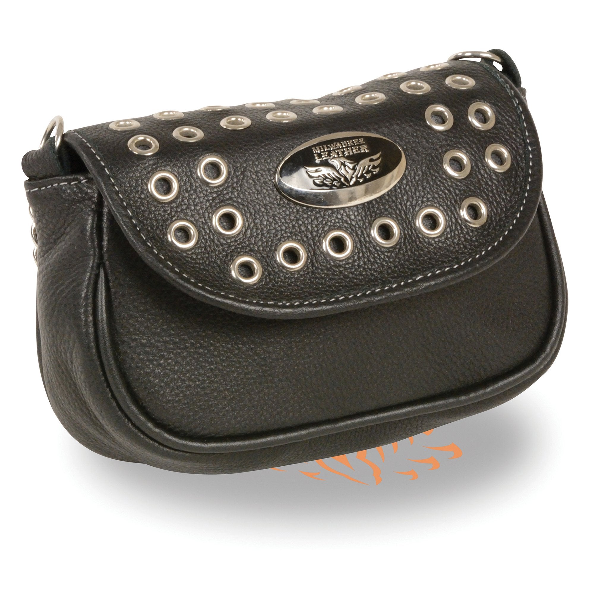 Milwaukee Leather MP8830 Ladies Black Leather Chain Strap Shoulder Bag