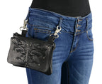 Milwaukee Leather MP8852  Women's Black Leather Multi Pocket Belt Bag with Gun Holster