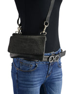 Milwaukee Leather MP8854 Women's Black Leather Multi Pocket Belt Bag with Gun Holster