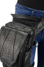 Milwaukee Leather MP8896 Extra Large Conceal and Carry Black Leather Thigh Bag with Waist Belt