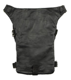 Milwaukee Leather MP8896 Extra Large Conceal and Carry Black Leather Thigh Bag with Waist Belt