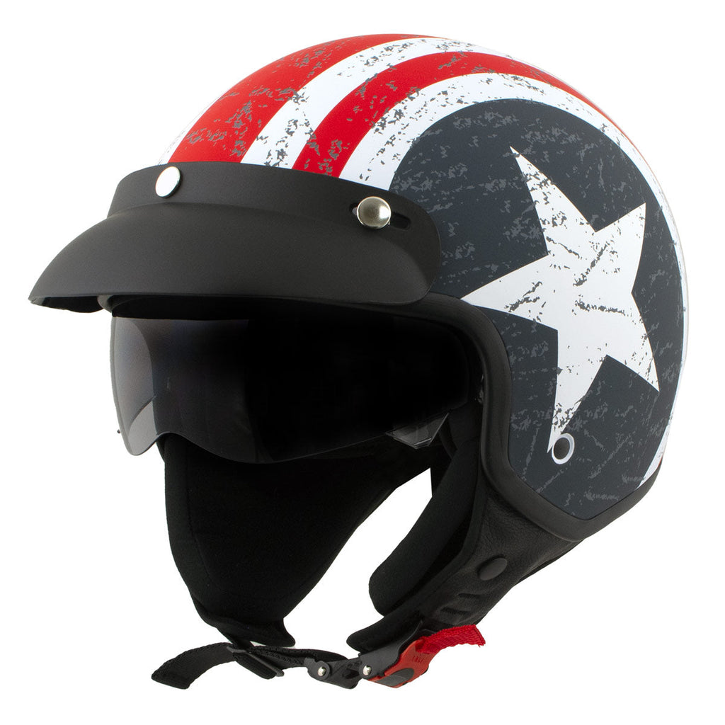 Milwaukee Helmets MPH9701DOT Maverick 3/4 Open Face Stars and Stripes Motorcycle Biker DOT Helmet Milwaukee Helmets MPH9701DOT Maverick 3/4 Open Face Stars and Stripes Motorcycle Biker DOT Helmet