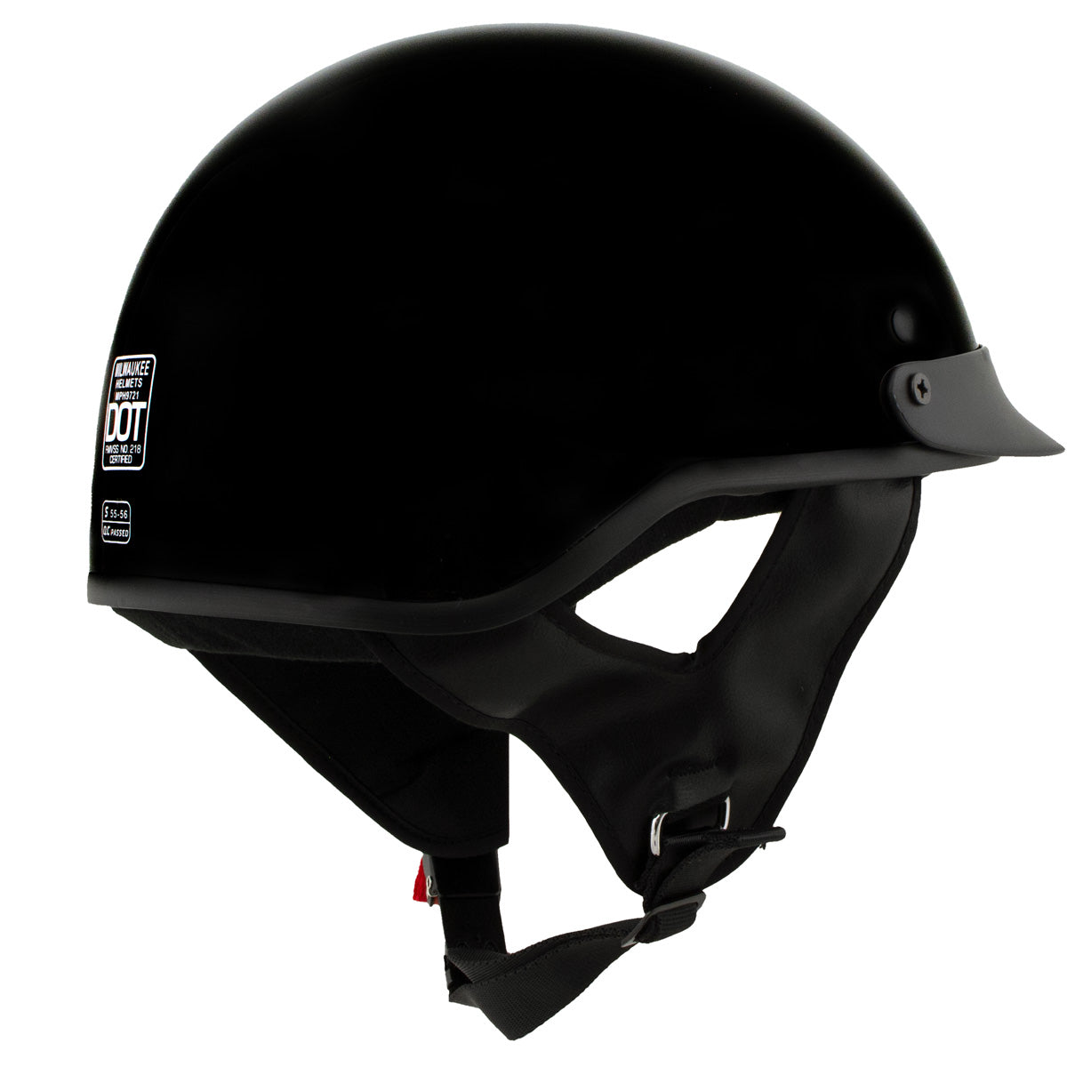 Milwaukee Helmets MPH9719DOT Dot Approved 'Momentum' Glossy Black Half Motorcycle Helmet for Men and Women Biker w/ Drop Down Tinted Visor