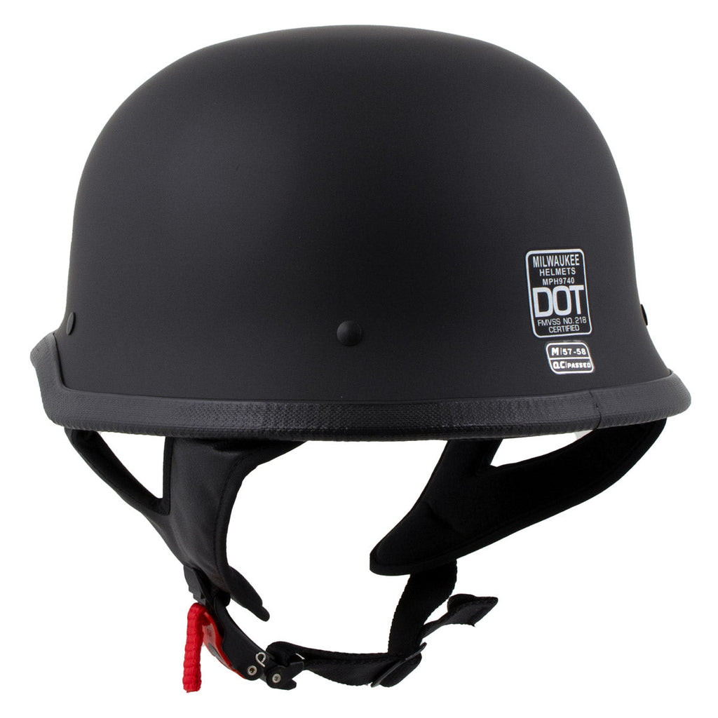 Milwaukee Helmets MPH9740DOT Motorrad DOT German Style Matte Black Half Face Motorcycle Helmet Biker