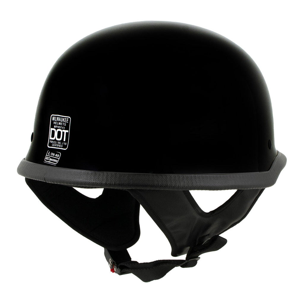 daimler motorcycle helmet Milwaukee Helmets MPH9741DOT Motorrad DOT German Style Gloss Black Hal – Hot Leathers