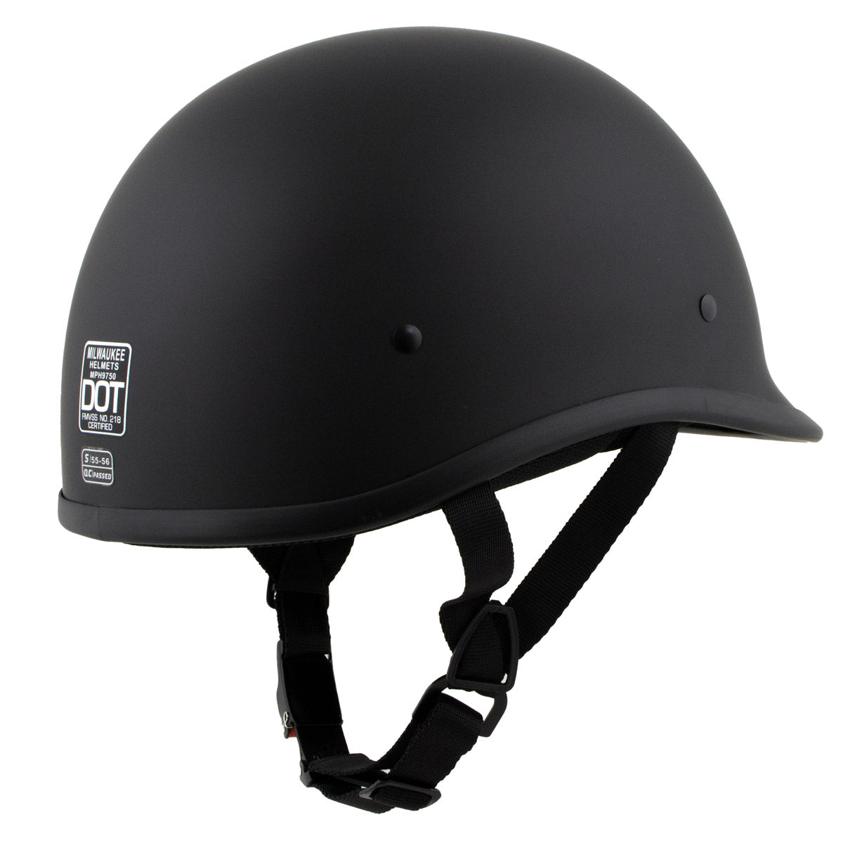 Milwaukee Helmets MPH9750DOT Dot Approved Matte Black 'Polo' Half Motorcycle Face Motorcycle Half Motorcycle Helmet for Men and Women  Biker