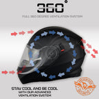 Milwaukee Helmets MPH9806DOT Ionized Gloss Black Advanced Motorcycle Modular Helmet Biker w/ Drop Down Visor