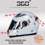 Milwaukee Helmets MPH9807DOT Ionized Gloss White Advanced Motorcycle Modular Helmet Biker w/ Drop Down Visor