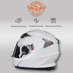 Milwaukee Helmets MPH9807DOT Ionized Gloss White Advanced Motorcycle Modular Helmet Biker w/ Drop Down Visor