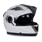 Milwaukee Helmets MPH9807DOT Ionized Gloss White Advanced Motorcycle Modular Helmet Biker w/ Drop Down Visor
