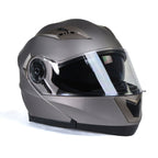Milwaukee Helmets MPH9808DOT Ionized Silver Advanced Motorcycle Modular Helmet Biker w/ Drop Down Visor