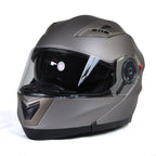 Milwaukee Helmets MPH9808DOT Ionized Silver Advanced Motorcycle Modular Helmet Biker w/ Drop Down Visor