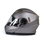 Milwaukee Helmets MPH9808DOT Ionized Silver Advanced Motorcycle Modular Helmet Biker w/ Drop Down Visor