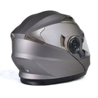 Milwaukee Helmets MPH9808DOT Ionized Silver Advanced Motorcycle Modular Helmet Biker w/ Drop Down Visor