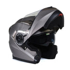 Milwaukee Helmets MPH9808DOT Ionized Silver Advanced Motorcycle Modular Helmet Biker w/ Drop Down Visor