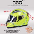 Milwaukee Helmets MPH9809DOT 'Ionized' Neon Yellow Modular Helmet for Men and Women Biker w/ MP7922FMSET Heated Balaclava Bundle