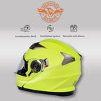 Milwaukee Helmets MPH9809DOT Ionized Neon Yellow Advanced Motorcycle Modular Helmet Biker w/ Drop Down Visor
