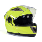 Milwaukee Helmets MPH9809DOT Ionized Neon Yellow Advanced Motorcycle Modular Helmet Biker w/ Drop Down Visor